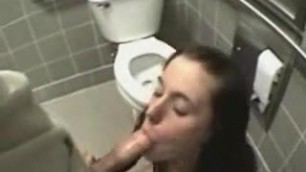 Brunette fuck in public Bathroom