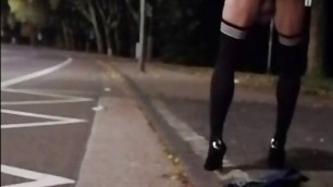 Schoolgirl cd Bella cums out on the street late at night