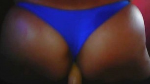 KellyCD666 More Blue thong and big ass for you with toy!