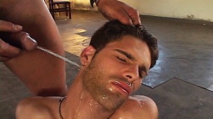 Young straight guy is asked to have gay sex with blowjob and gets sprayed violently
